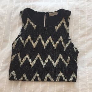 Black and Gold zig-zag crop top